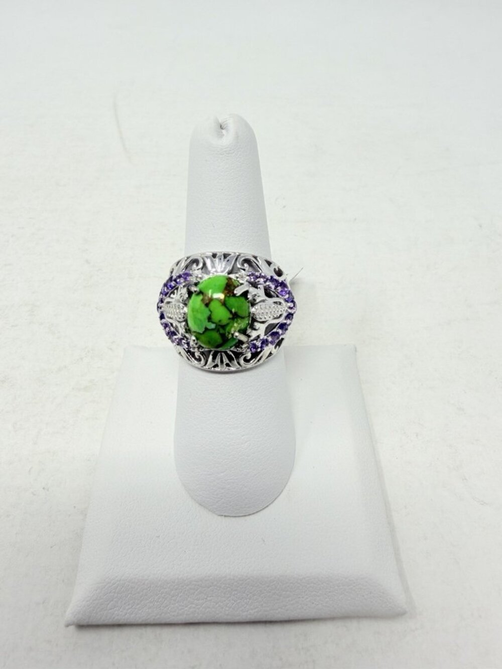Shop LC  Mojave Green Turquoise/Lab Created Purple Sapphire Size 7 Ring 5544